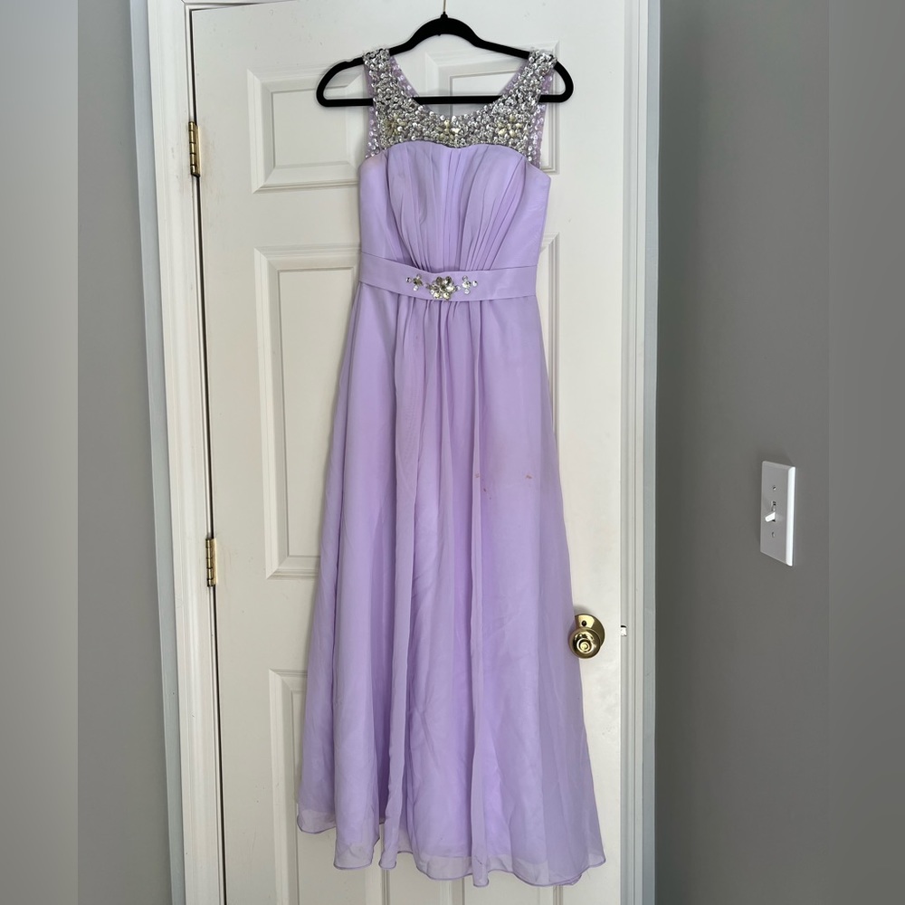 Lavender Purple Size 2 Full Length Prom Dress